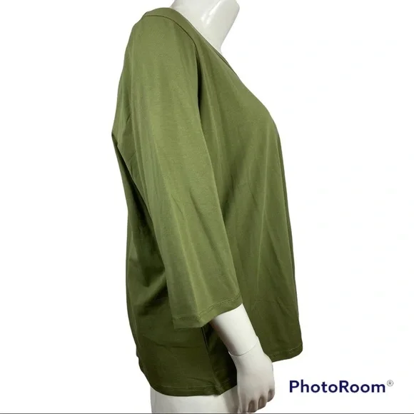 Denim & Co army green top - Picture 8 of 9